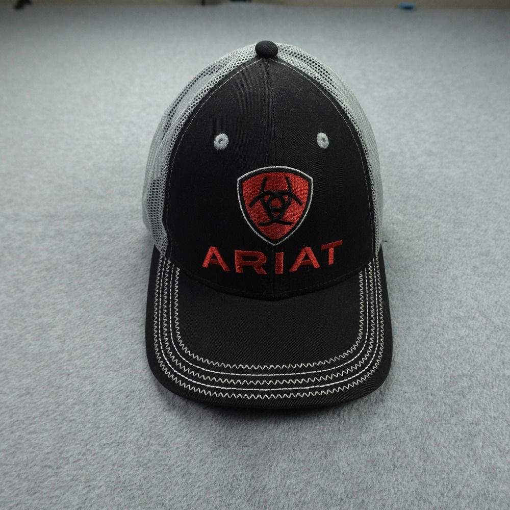Ariat Trucker Hat Mens OSFM Black Grey Western Snapback Logo